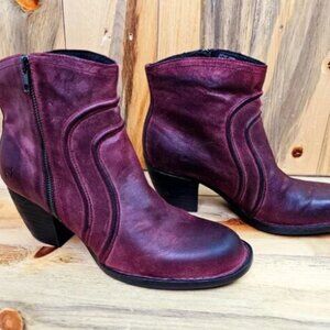 BORN Burgundy Red Leather Ankle Boots Size 11M